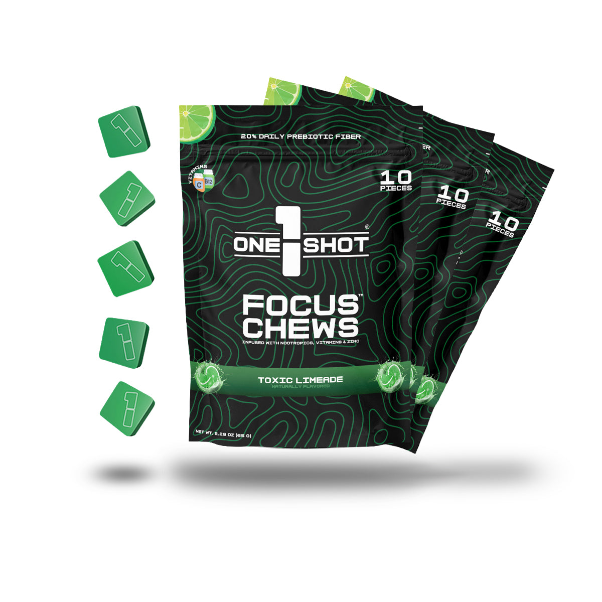 Toxic Limeade Focus Chews ft. Ghosts of Tabor® (3 Pouch Bundle +