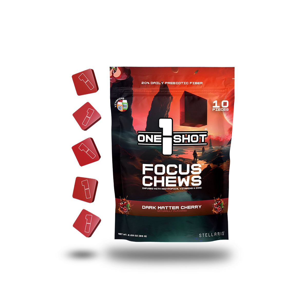 Dark Matter Cherry Focus Chews ft. Stellaris® (10 Piece Pouch) – 1