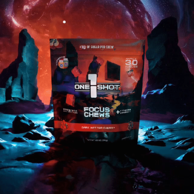Dark Matter Cherry Focus Chews ft. Stellaris® (10 Piece Pouch) 1 Shot®
