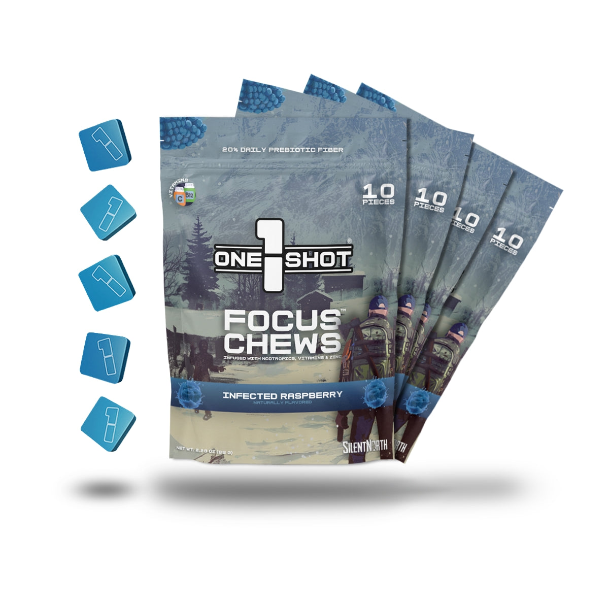 Infected Raspberry Focus Chews ft. Silent North (4 Pouch Bundle)