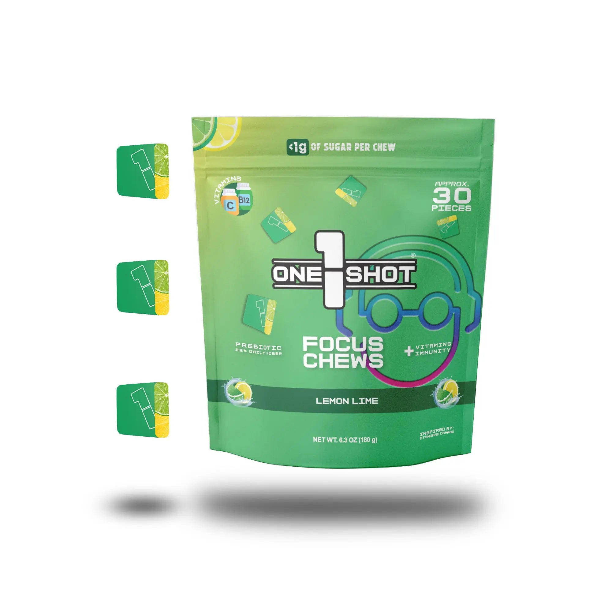 (Pre-Order) Lemon Lime Focus Chews | Nootropics, Vitamins & Immunity (Approx. 30 Pieces) 1 Shot Energy