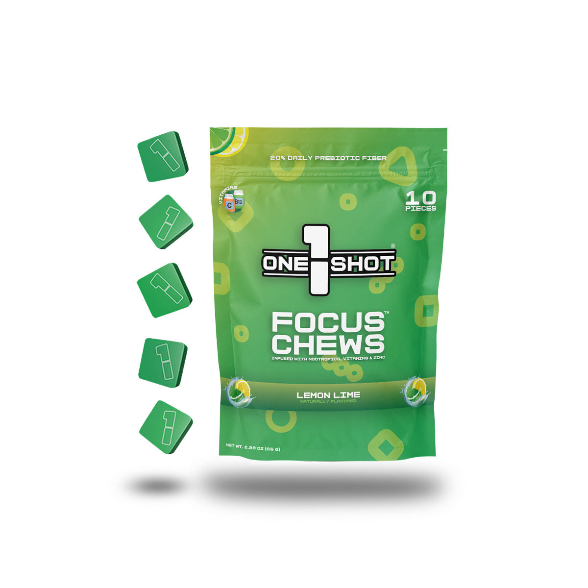 Lemon Lime Focus Chews (10 Piece Pouch) – 1 Shot Energy