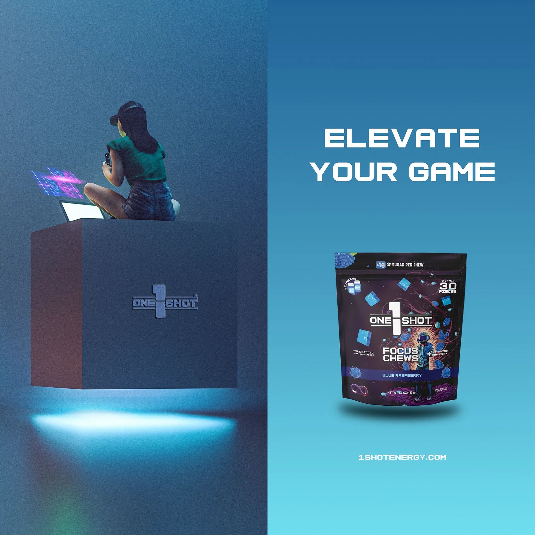 Blue Raspberry Focus Chews | Nootropics, Vitamins & Immunity (30 Piece ...