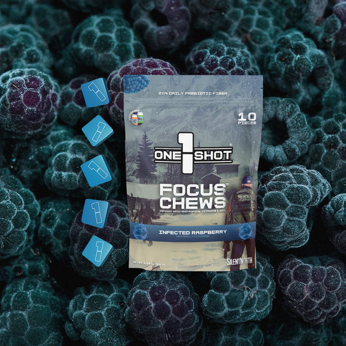 Infected Raspberry Focus Chews ft. Silent North® (10 Piece Pouch