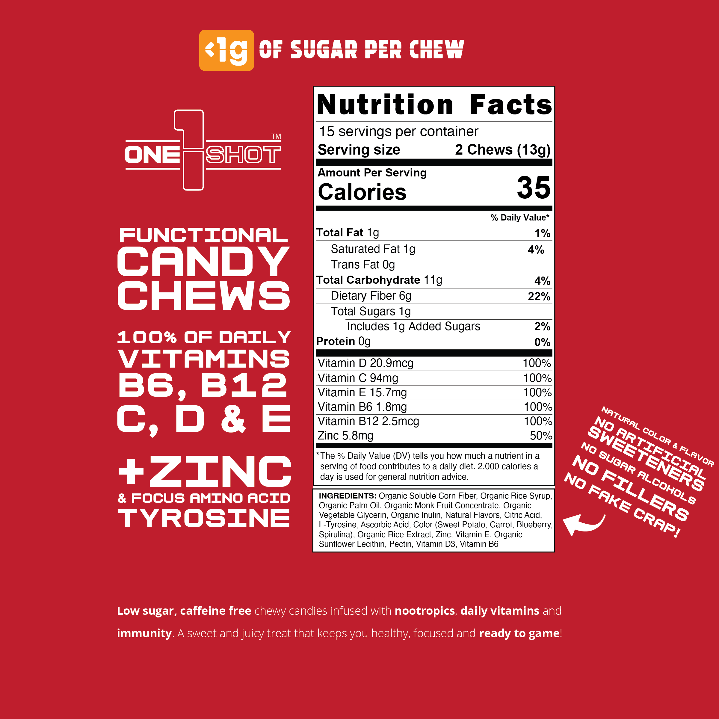 Dark Matter Cherry Focus Chews ft. Stellaris® | Nootropics, Vitamins & Immunity (Approx. 30 Pieces)