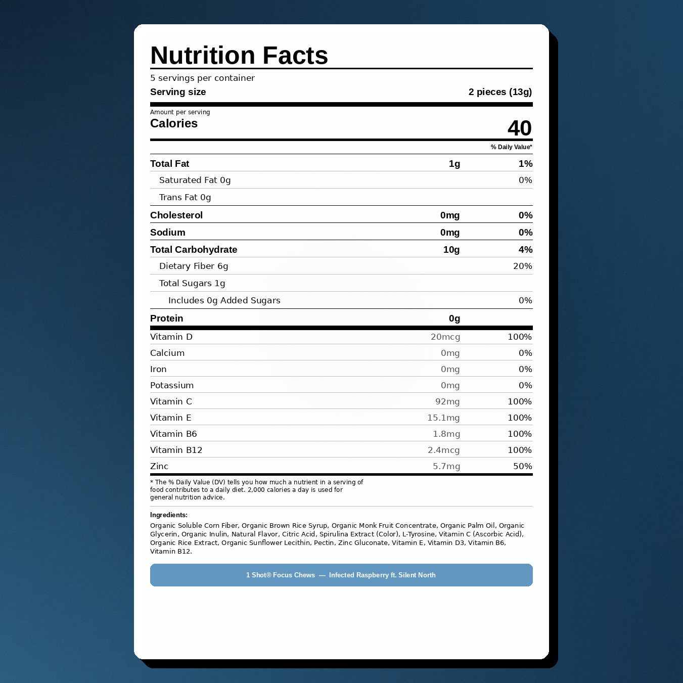 Infected Raspberry Focus Chews ft. Silent North® (10 Piece Pouch)