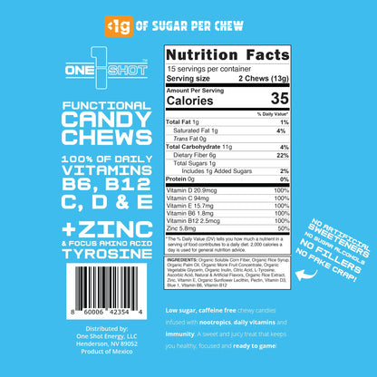 (Pre-Order) Assorted Focus Chews | Nootropics, Vitamins & Immunity (Approx. 30 Pieces - 3 Flavors) 1 Shot Energy