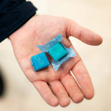 Load image into Gallery viewer, 1 Shot Energy Chews - Blue Raspberry Unwrapped Chews in Hand